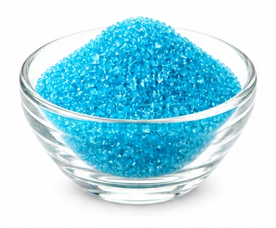 Glass bowl of blue raspberry sugar crystals